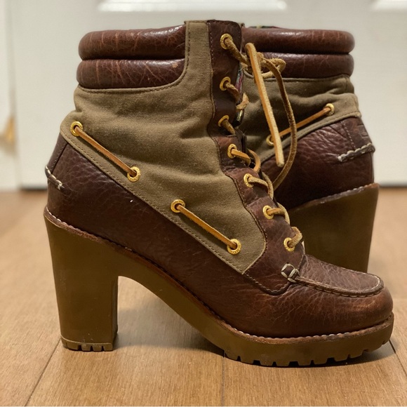 Sperry lace up heel boot US 7 brown/olive - Picture 6 of 6